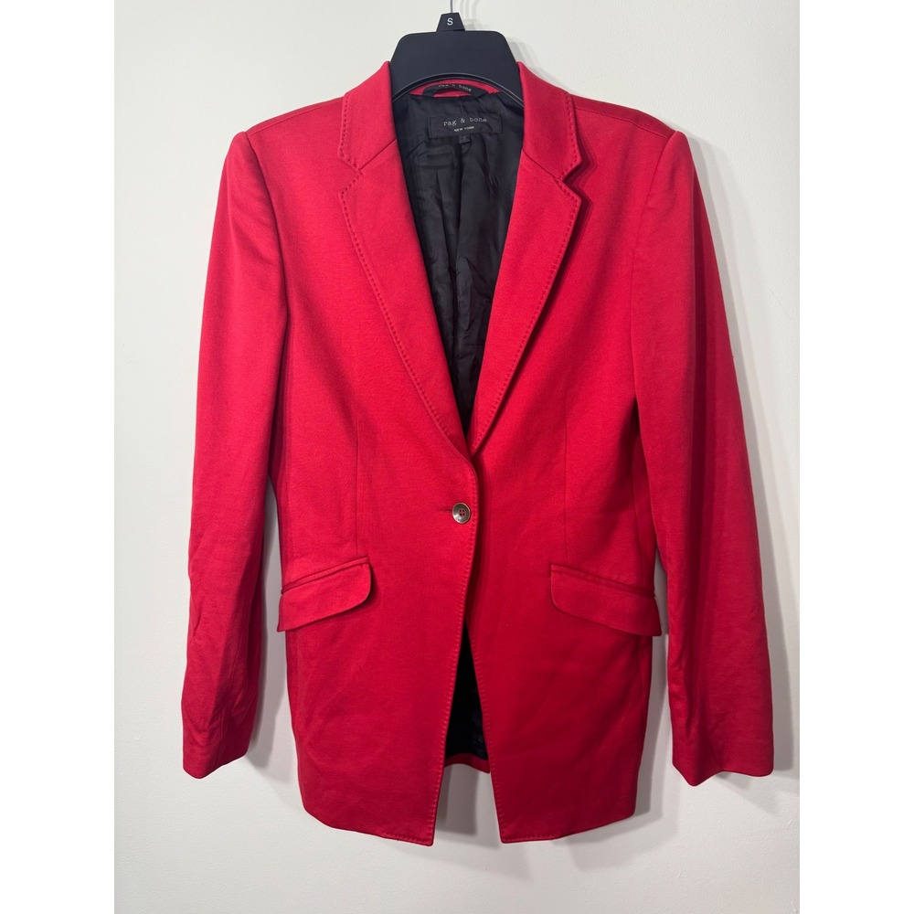 Rag & Bone New York Red Single Button Blazer Jacket Womens Size 8